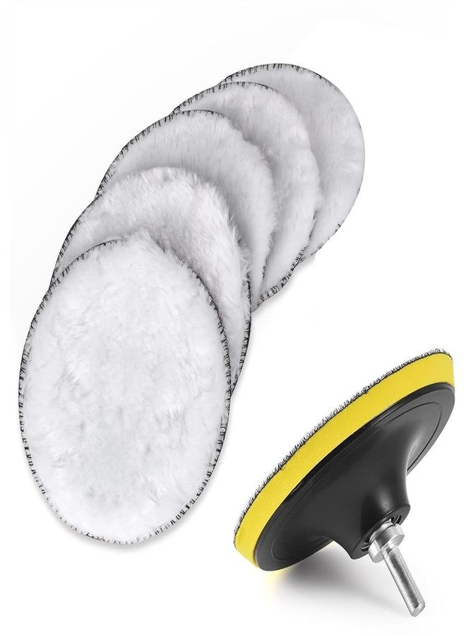 STHIRA® 5Pcs Wool buffing Pads with Hook and Loop Fastening, Soft Faux Wool, 3-Inch Replacement Car Polishing Pad for Scratches, Oxidation, Universal Use in Waxing and Buffing, Detailing Kit - Image 1